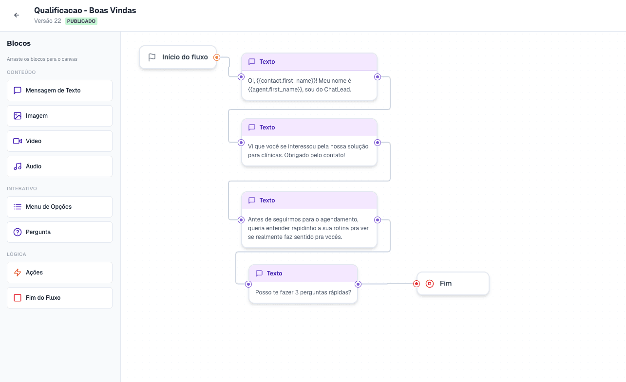 Automações e agente de IA do ChatLead executando ações a partir das conversas
